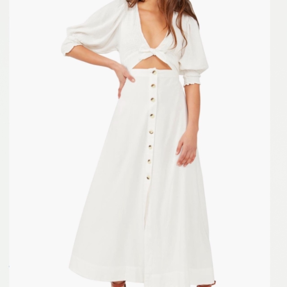 Free People - String of Hearts Cutout Maxi Dress White size M